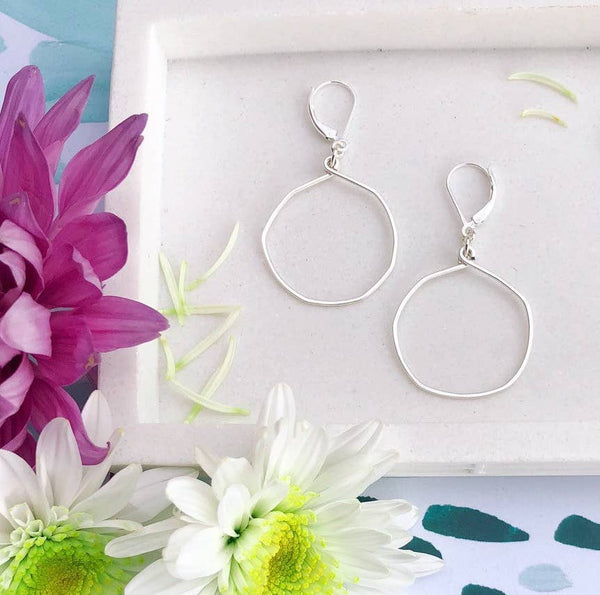 Roam Earrings, Organic Open Circle Dangle - LAST CHANCE
