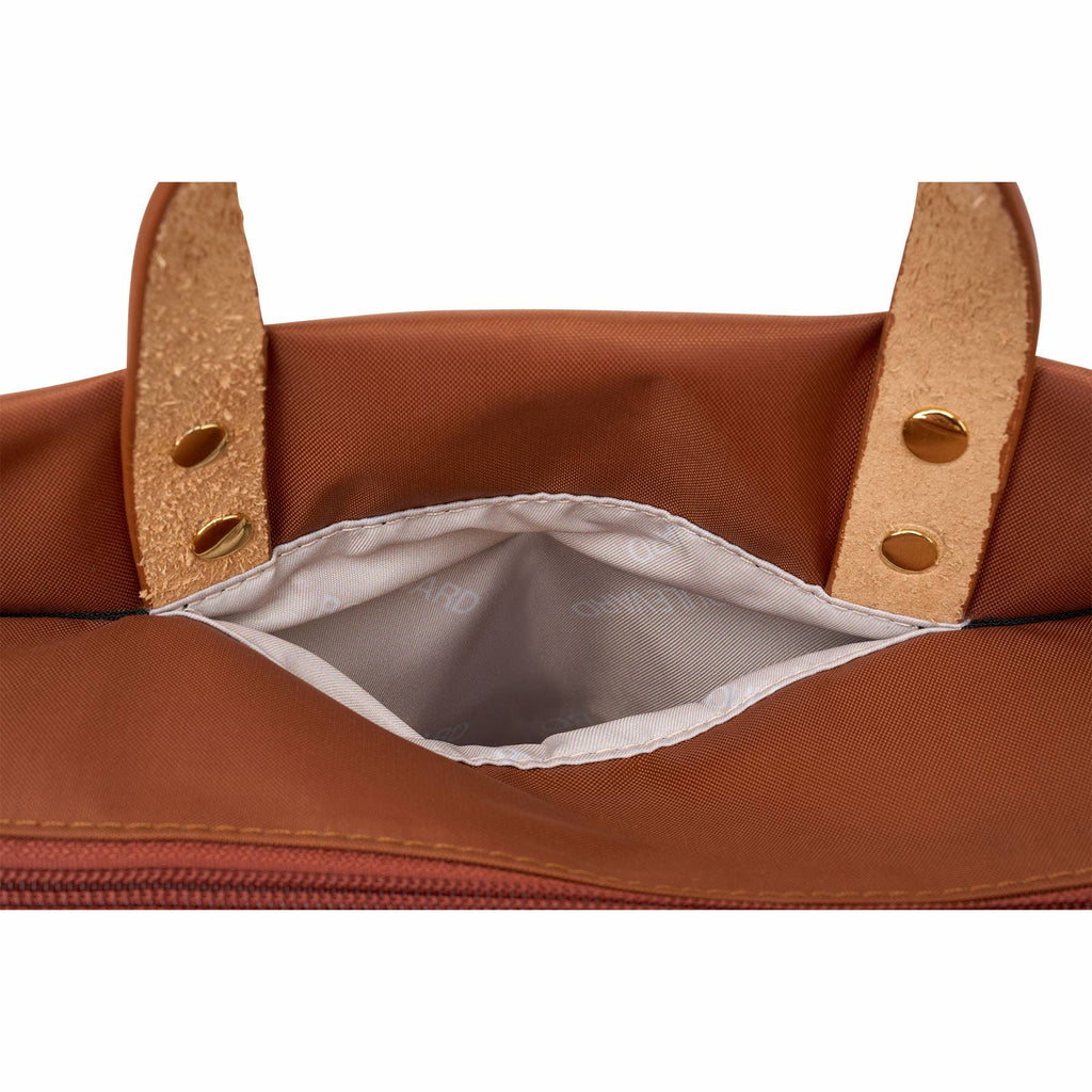 "Codie" Cognac Nylon Tote with Leather Accents