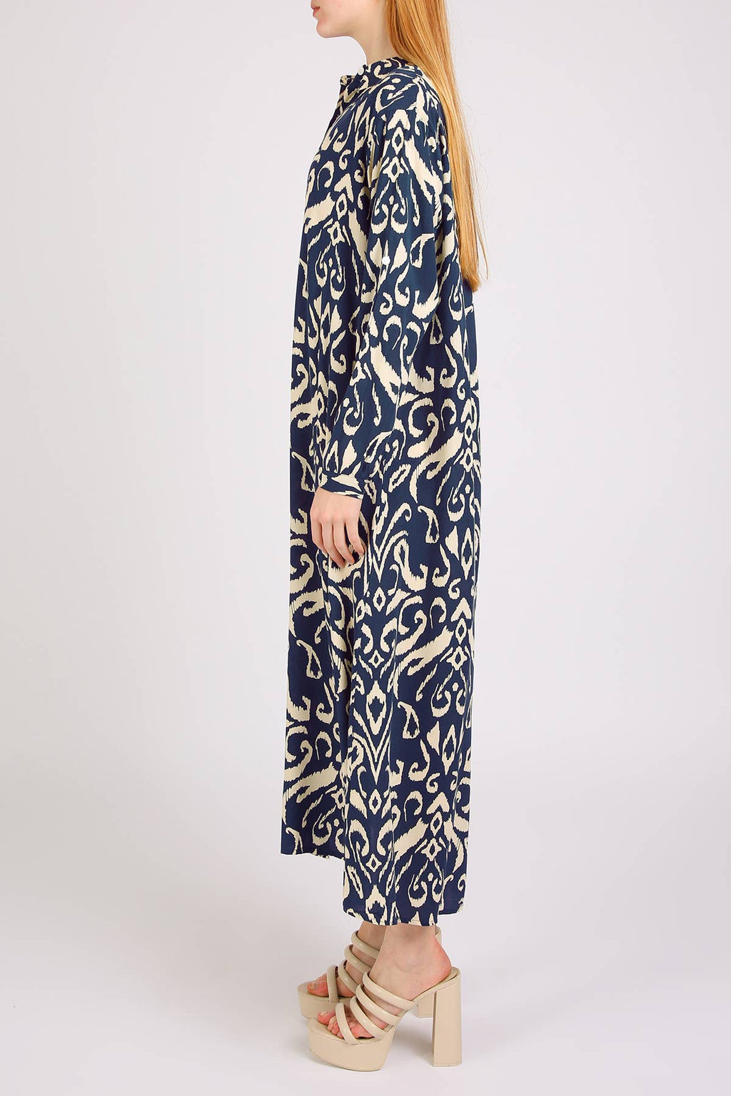 Abstract Contrast Printed Maxi Shirt Dress PM3077