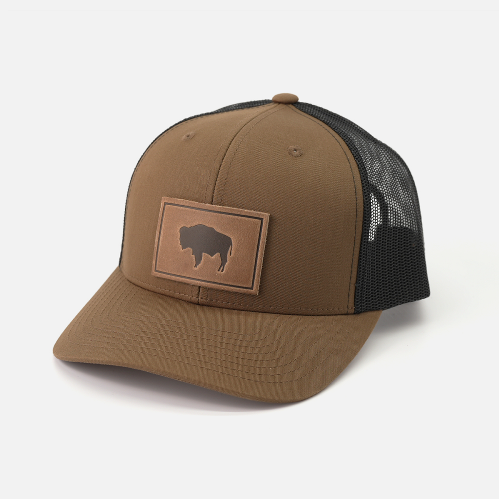 Buffalo Hat - Leather Patch Trucker Cap