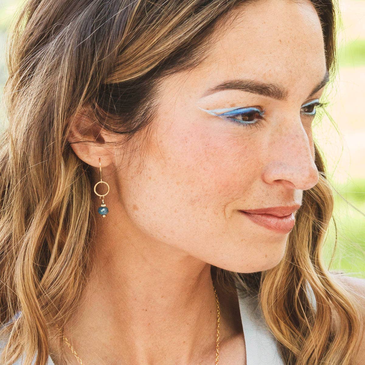 Lagoon Blue Little Gemstone Drop Earrings - Gold Filled