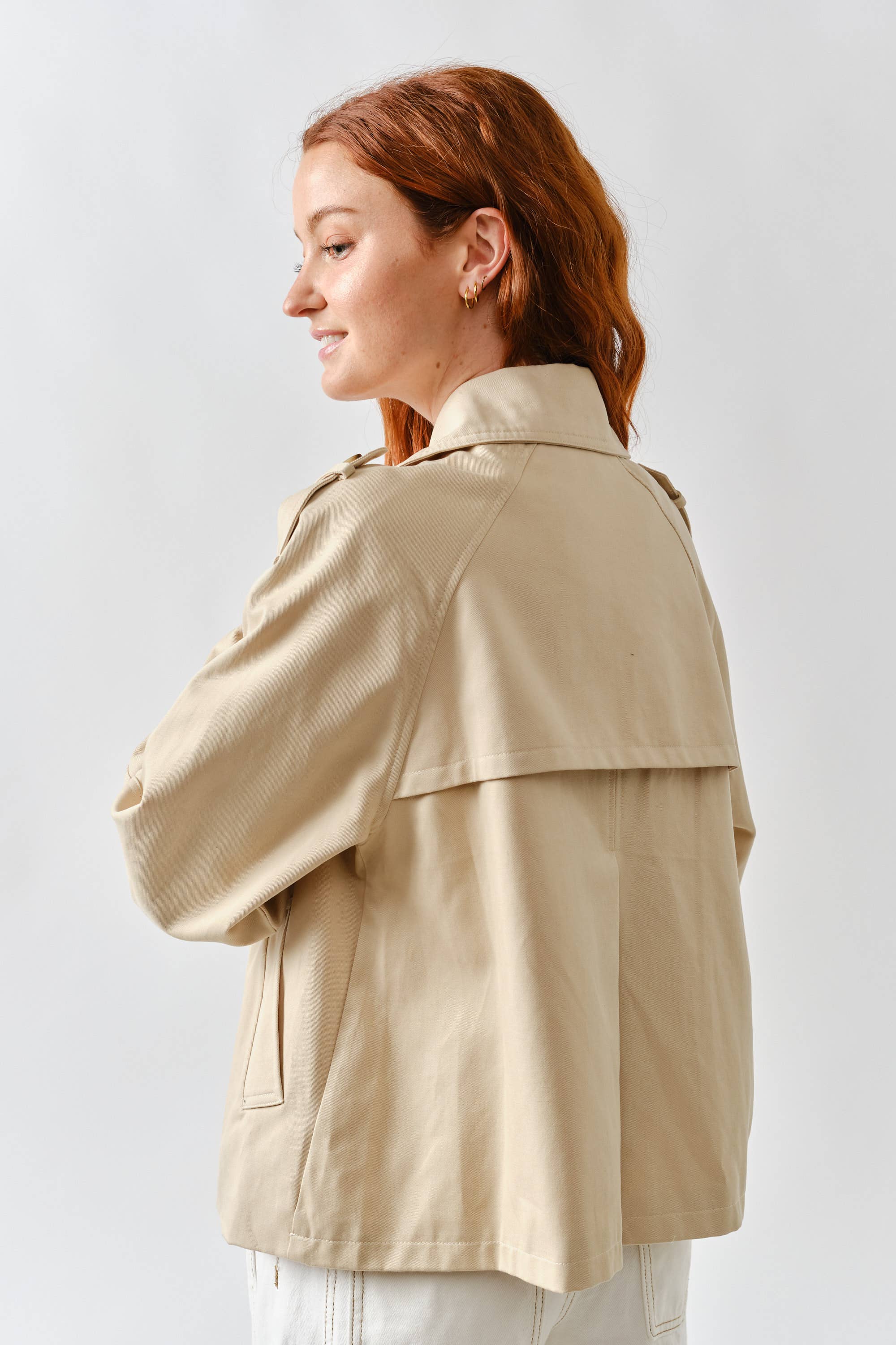 AJJ5018 HALF TRENCH DOUBLE BUTTON JACKET